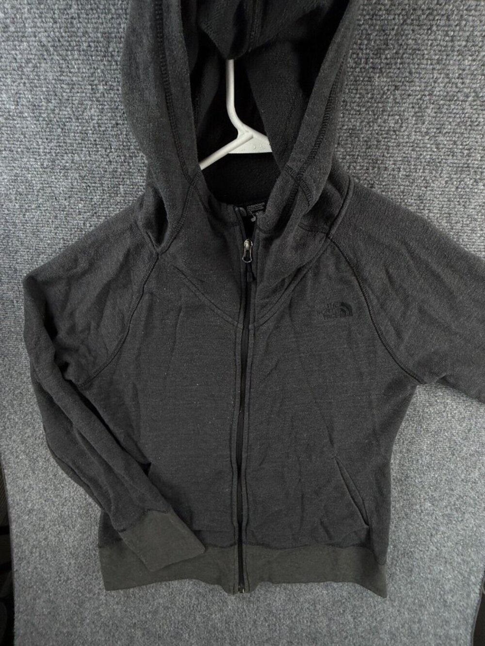 North Face Hoodie Women Large Gray Full Zip Long Sleeve Outdoors Hiking Camping